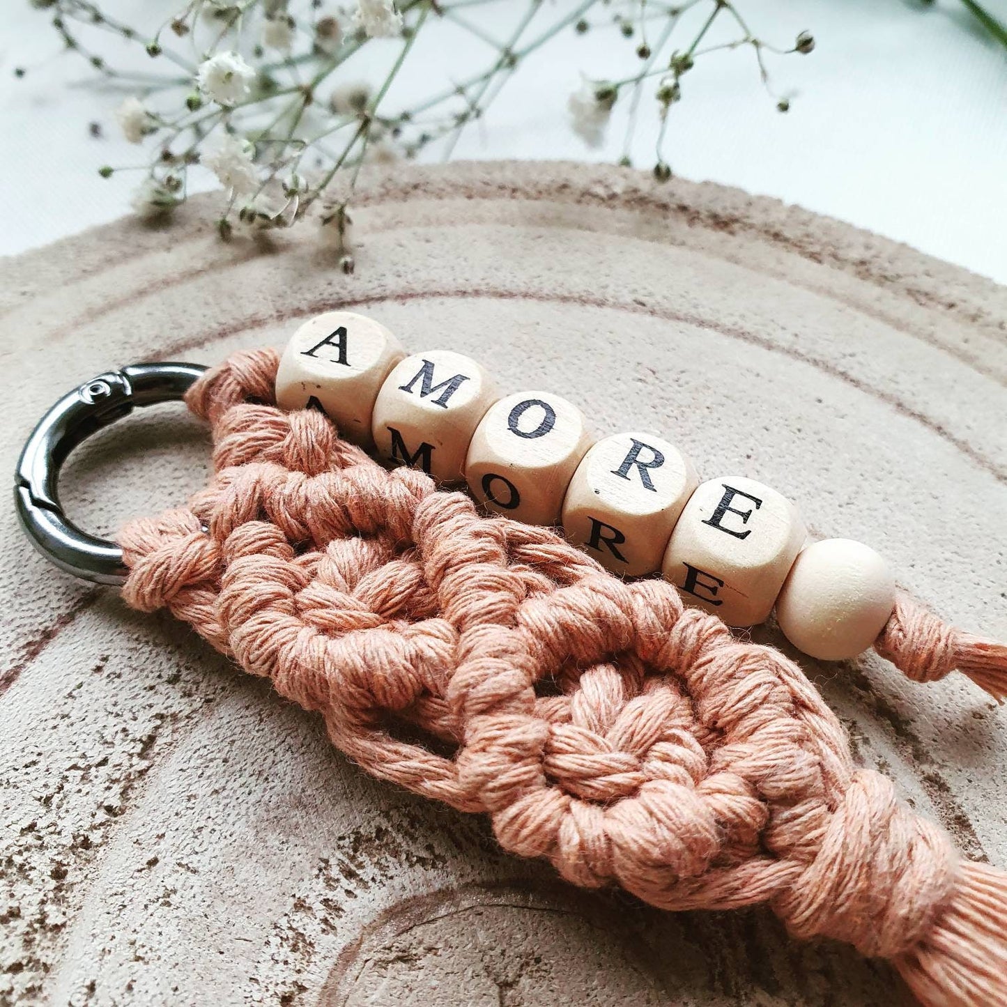 Makramee Schlüsselanhänger personalisiert mit Namen