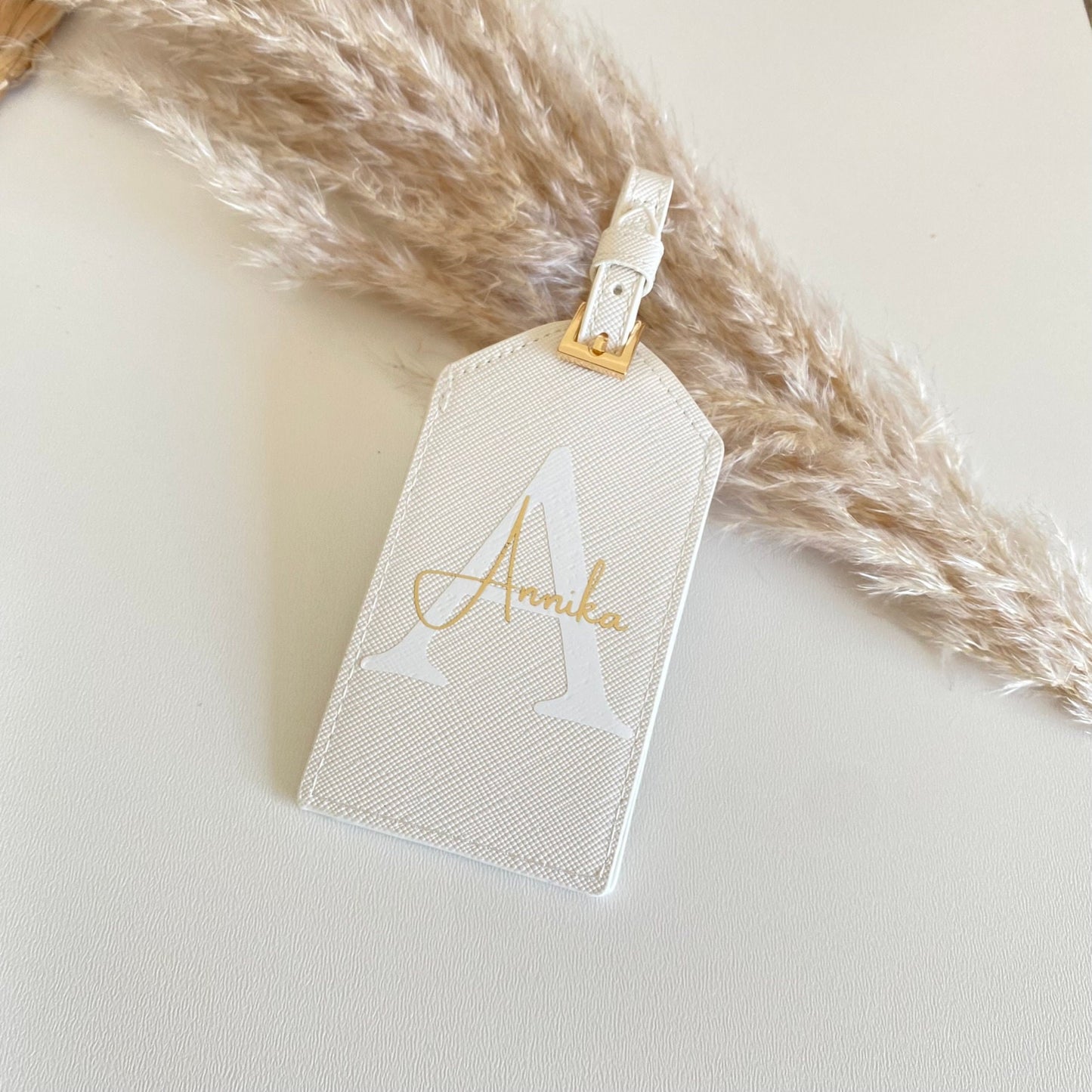 Personalisiertes Set Reisepasshülle + Kofferanhänger mit Namen Initial | Personalisiertes Geschenk Frau Mama Freundin | Reisepass | Urlaub