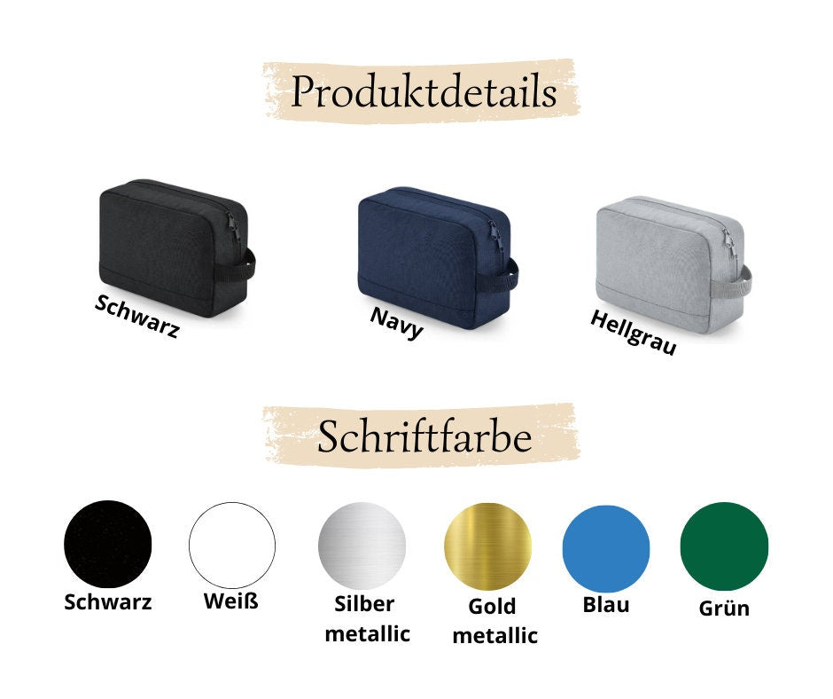 Personalisierte Kulturtasche mit Namen | Geschenkidee Männer | Herren | Mann | großer Kulturbeutel | Geschenk Papa, Oma, Bruder, Freund