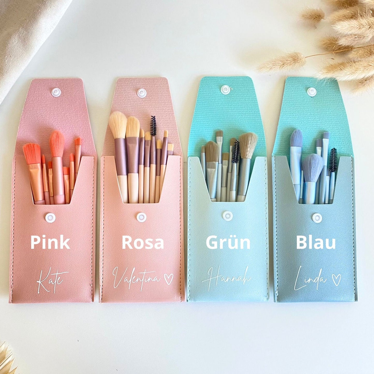 Pinselset personalisiert, Pinseltasche, Schminkpinsel, Geschenke für Frauen, Reise Make-up Tasche.