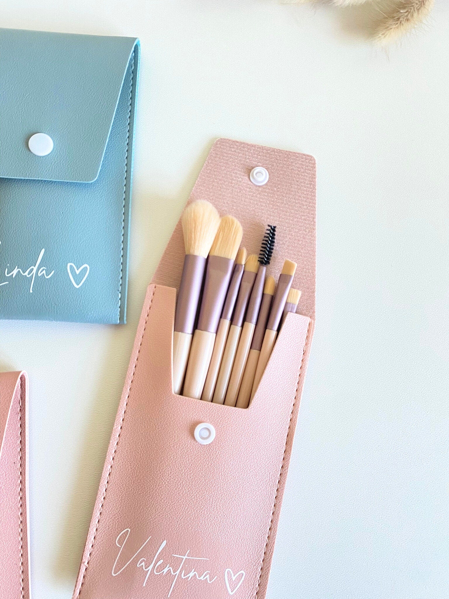 Pinselset personalisiert, Pinseltasche, Schminkpinsel, Geschenke für Frauen, Reise Make-up Tasche.