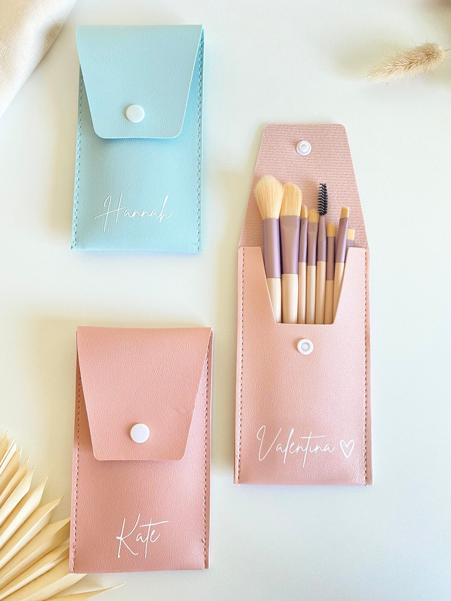 Pinselset personalisiert, Pinseltasche, Schminkpinsel, Geschenke für Frauen, Reise Make-up Tasche.