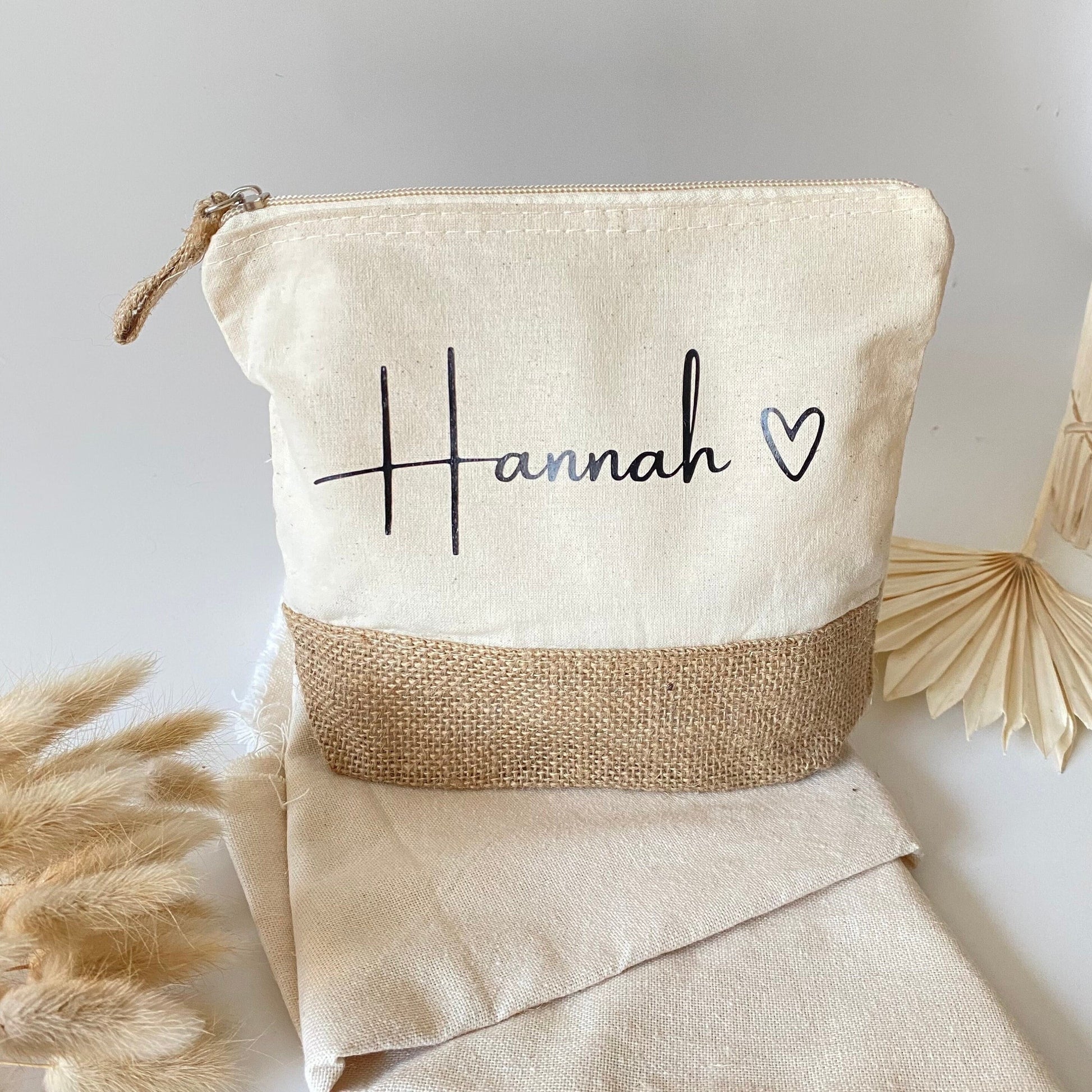 Personalisierte Kosmetiktasche aus Jute mit Namen