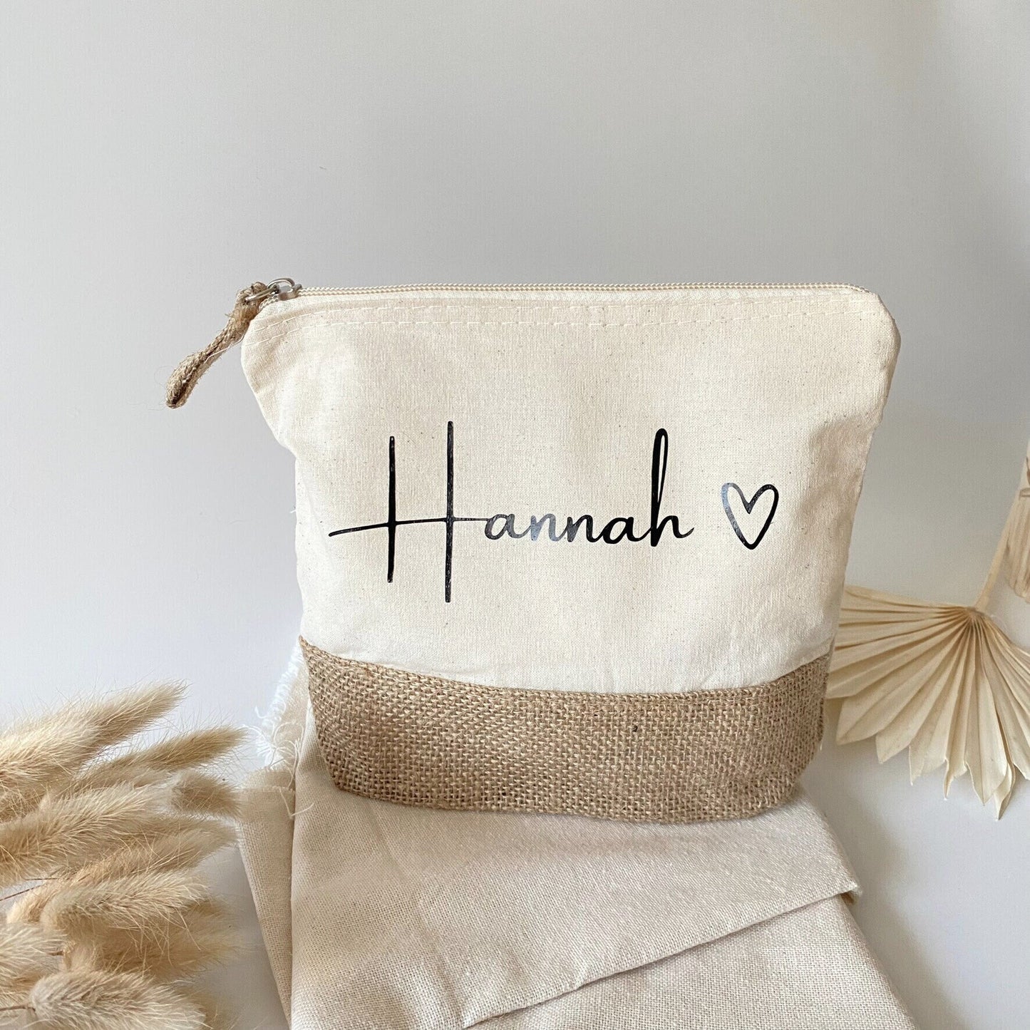 Personalisierte Kosmetiktasche aus Jute mit Namen