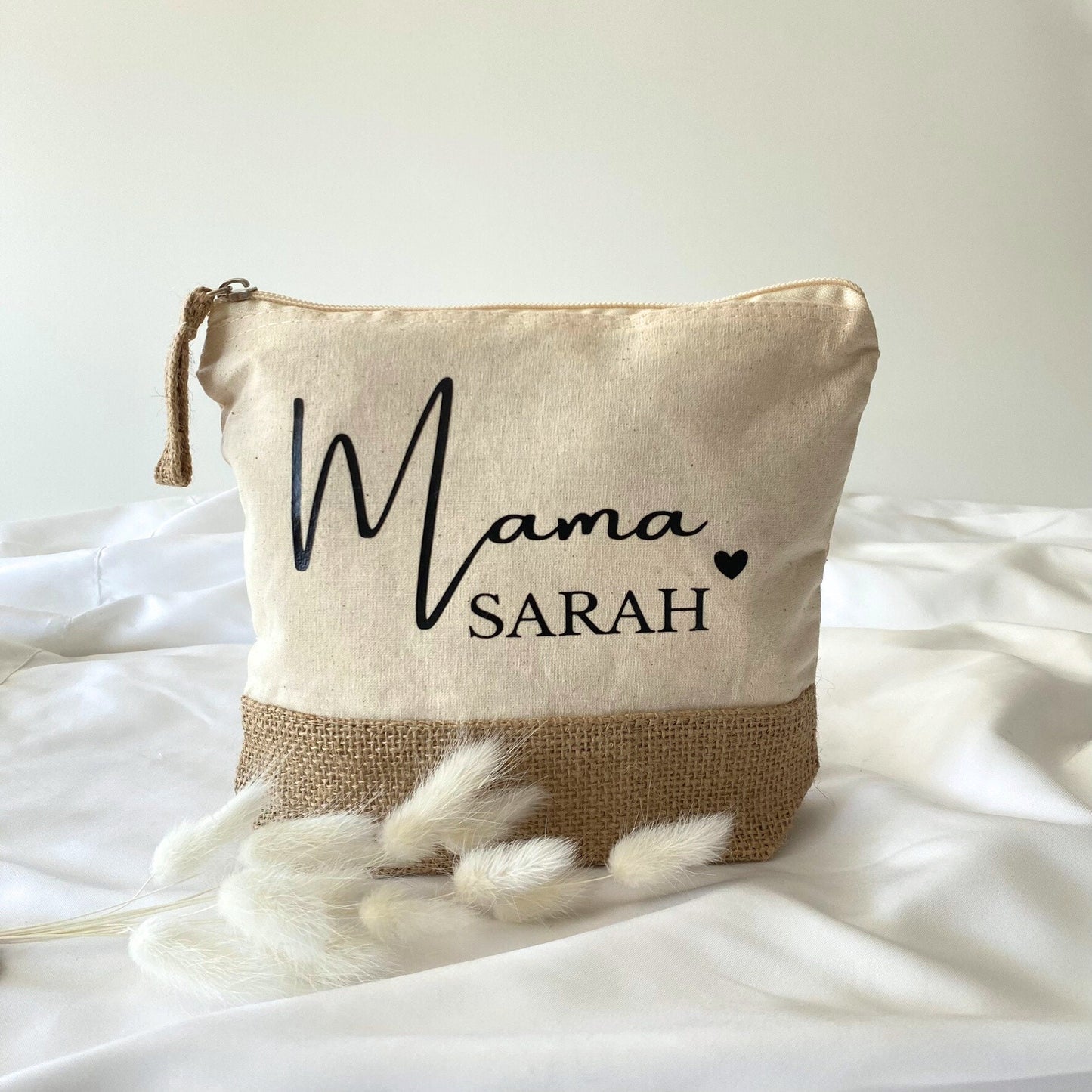 Personalisierte Kosmetiktasche mit Namen | Schminktasche | Kulturtasche | Geschenk Frau Mama | Geburtstag | Beste Mama | Kulturbeutel | Jute