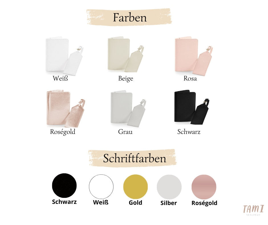 Personalisiertes Set Reisepasshülle + Kofferanhänger mit Namen Initial | Personalisiertes Geschenk Frau Mama Freundin | Reisepass | Urlaub