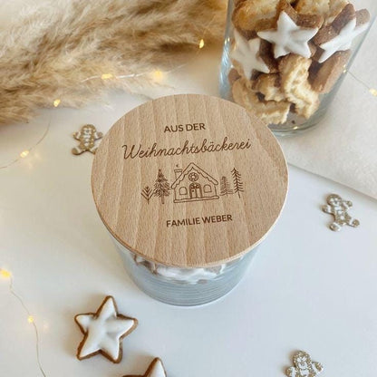 Personalisiertes Vorratsglas „Weihnachtsbäckerei“ als Keksdose