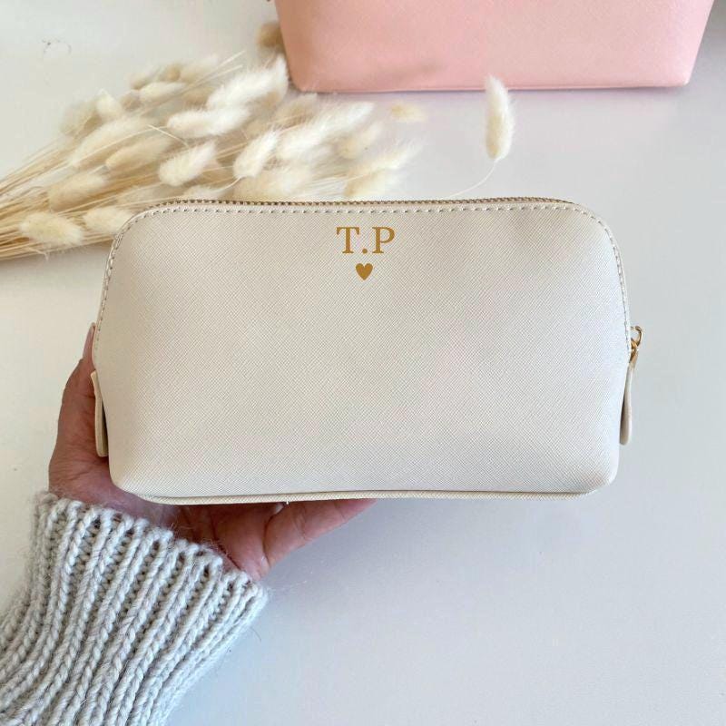 Personalisierte Kosmetiktasche aus Kunstleder mit Name oder Initiale