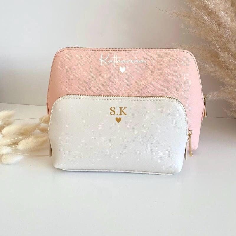 Personalisierte Kosmetiktasche aus Kunstleder mit Name oder Initiale