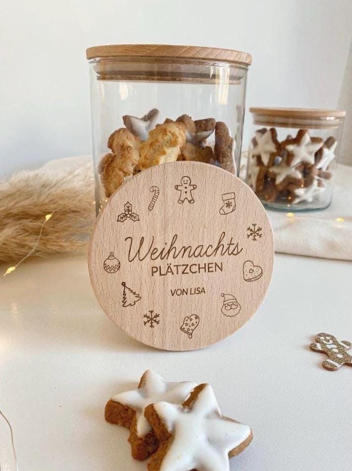 Personalisiertes Vorratsglas als Keksdose zu Weihnachten mit Name