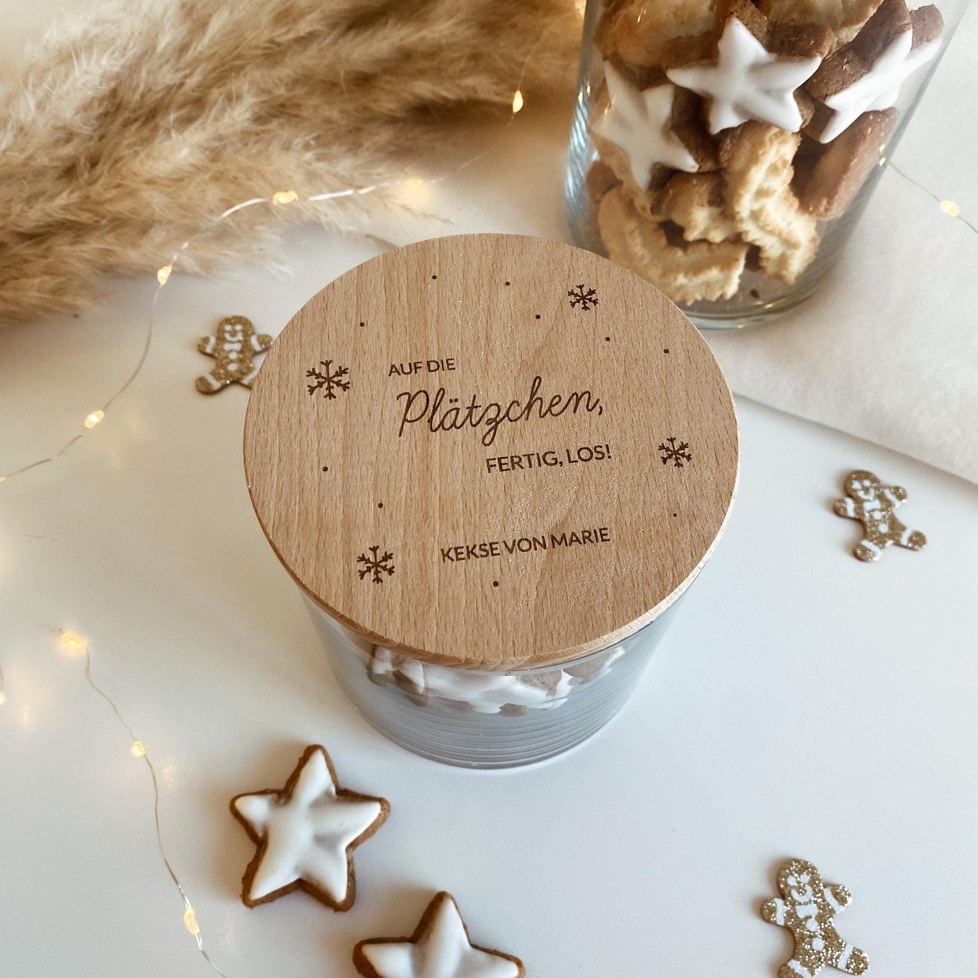 Vorratsglas „Auf die Plätzchen, fertig, los!“ zu Weihnachten