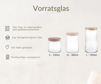 Personalisiertes Vorratsglas zur Hochzeit mit Namen und Datum