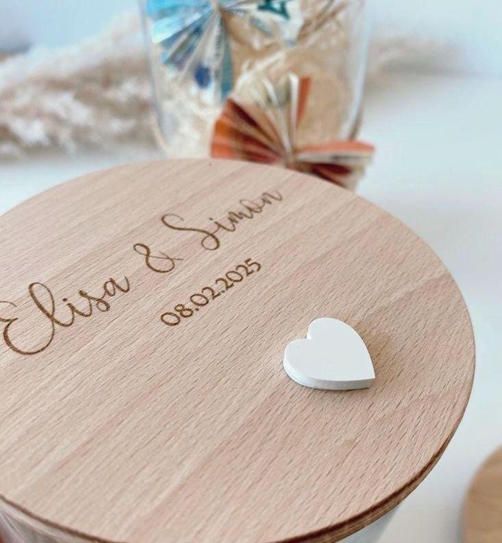 Personalisiertes Vorratsglas zur Hochzeit mit Namen und Datum