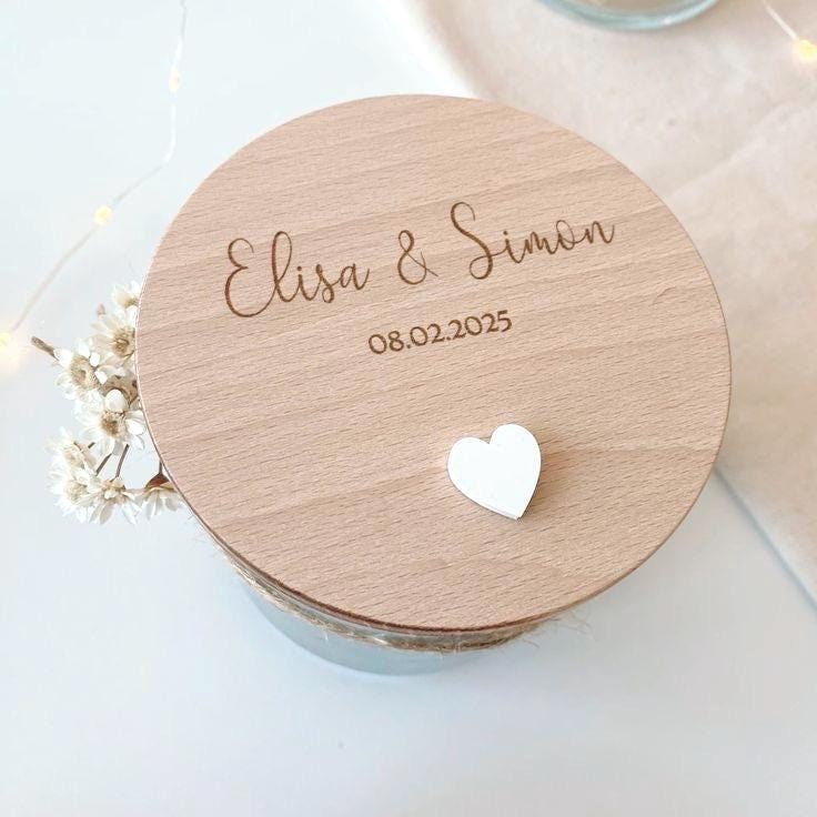 Personalisiertes Vorratsglas zur Hochzeit mit Namen und Datum