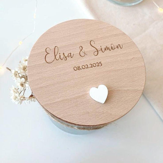 Personalisiertes Vorratsglas zur Hochzeit mit Namen und Datum