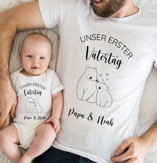 Personalisiertes Papa-Baby-Set „Unser erster Vatertag“