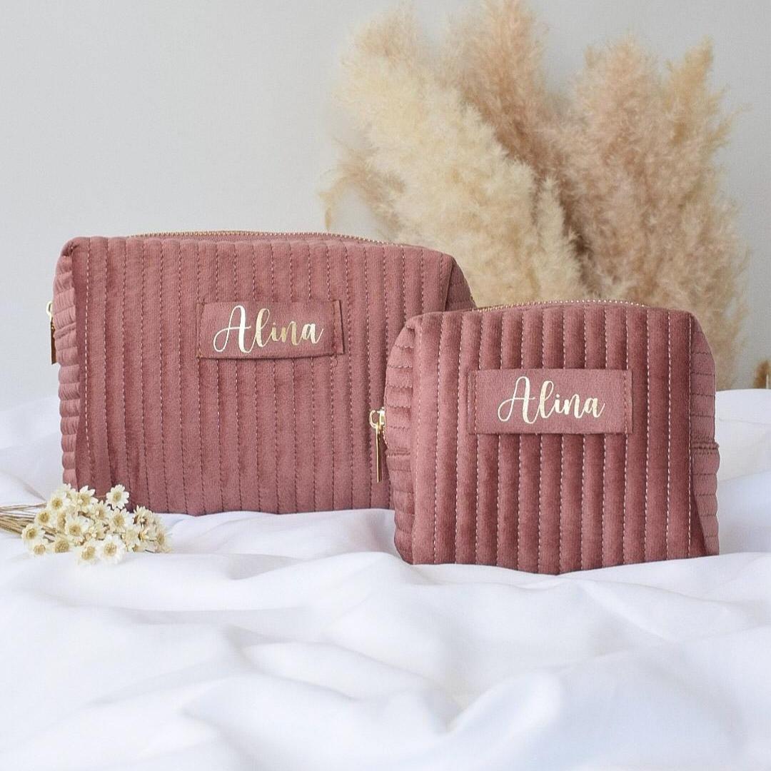 Personalisierte Kosmetiktasche mit Namen | Schminktasche | Kulturtasche | Geschenk Frau Mama | Geburtstag | Jute | Kulturbeutel | JGA