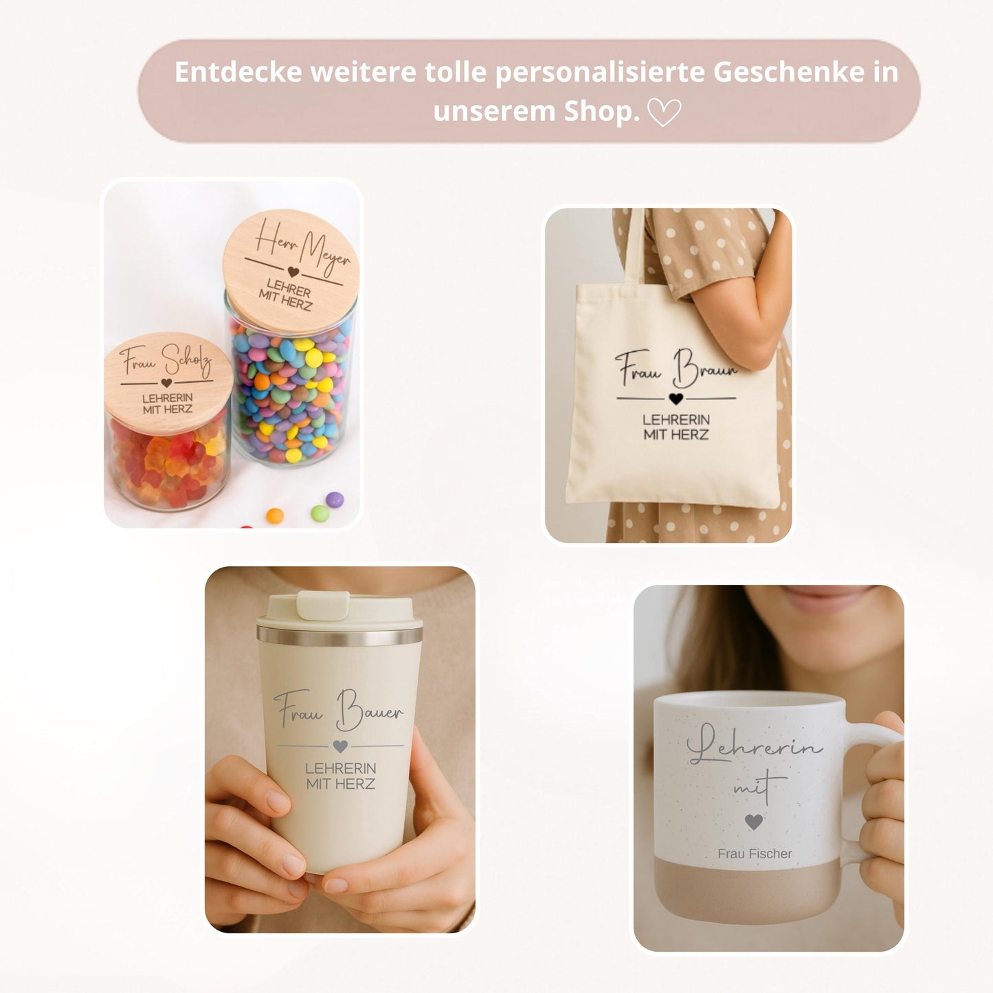 Personalisiertes Vorratsglas „Lehrerin mit Herz“ mit Name