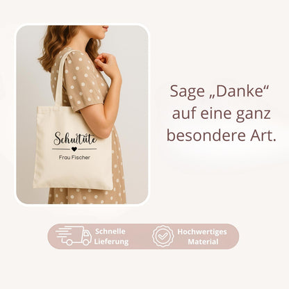 Personalisierte Stofftasche mit Namen für Lehrerin und Erzieherin