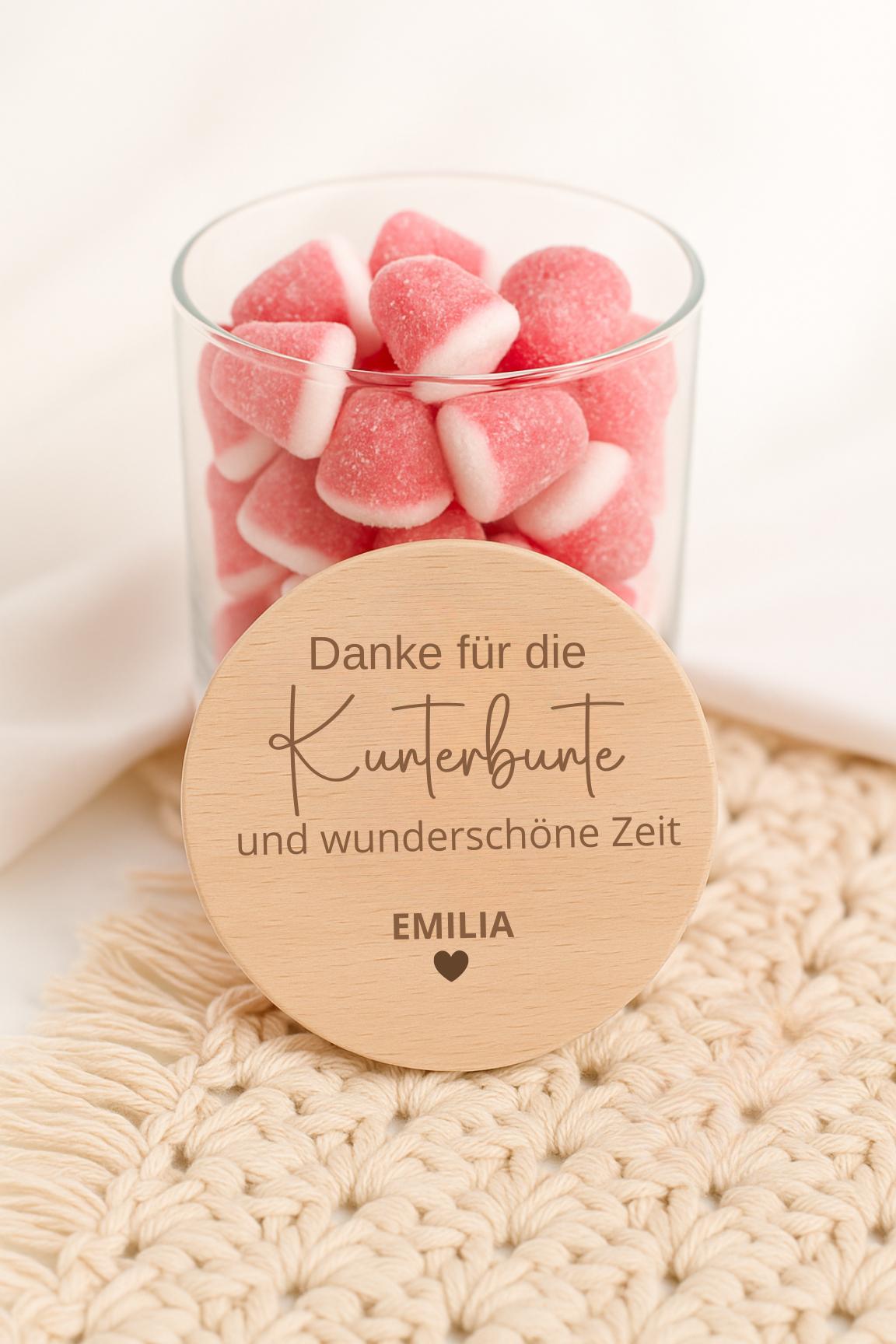 Vorratsglas „Danke für die kunterbunte und wunderschöne Zeit“