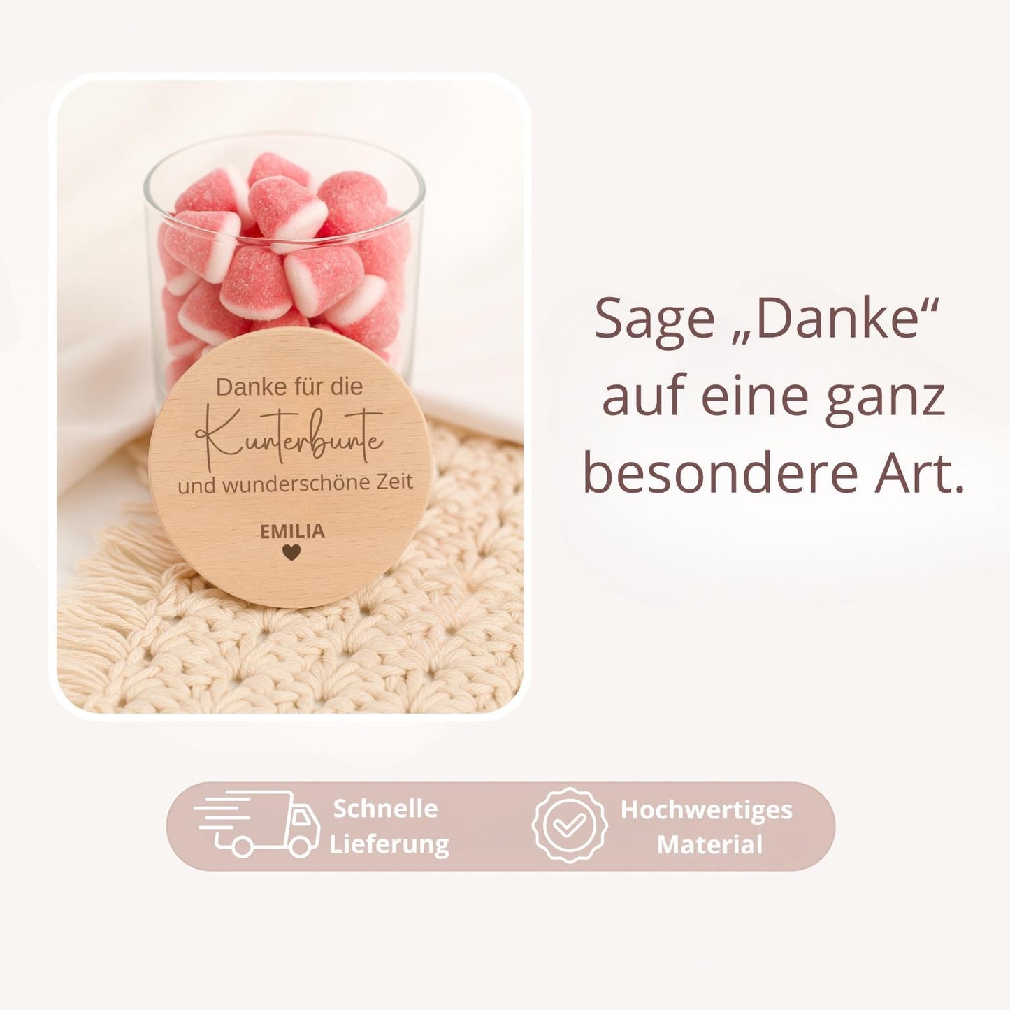 Vorratsglas „Danke für die kunterbunte und wunderschöne Zeit“