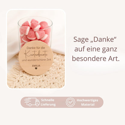 Vorratsglas „Danke für die kunterbunte und wunderschöne Zeit“