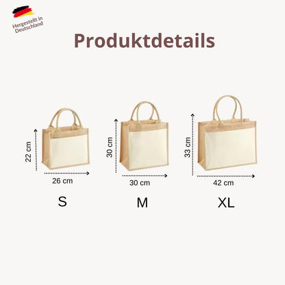 Personalisierte Jutetasche „mit Herz“ für Lehrerin und Erzieherin