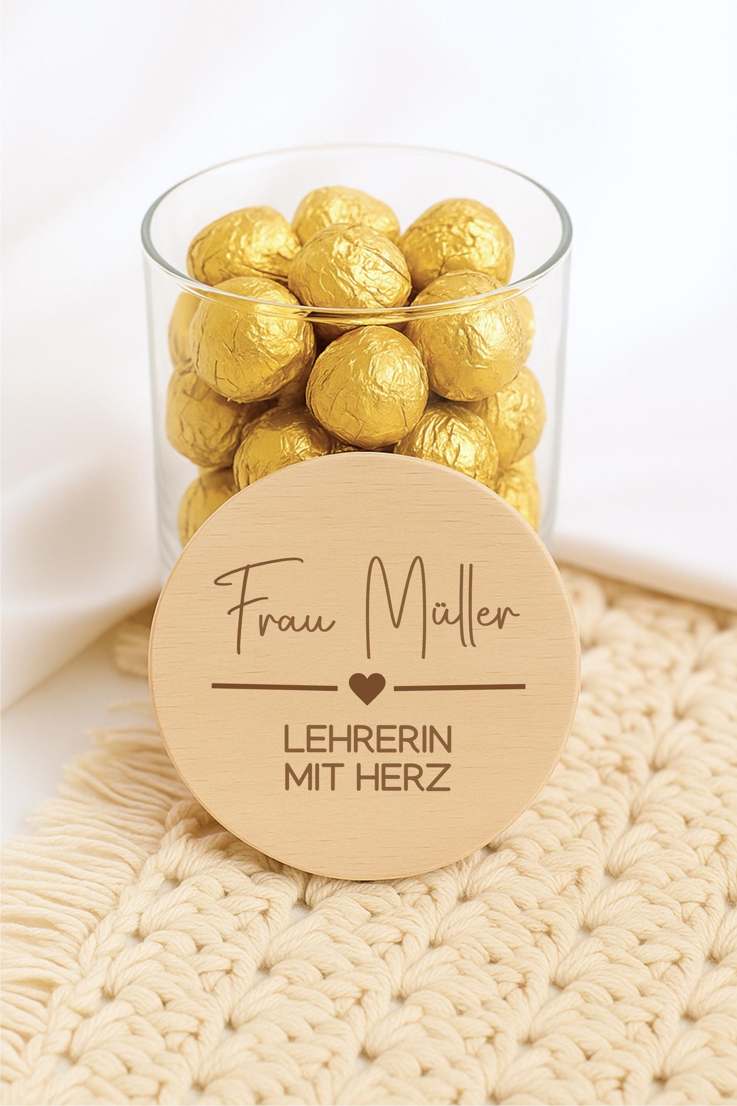 Personalisiertes Vorratsglas „Lehrerin mit Herz“ mit Name