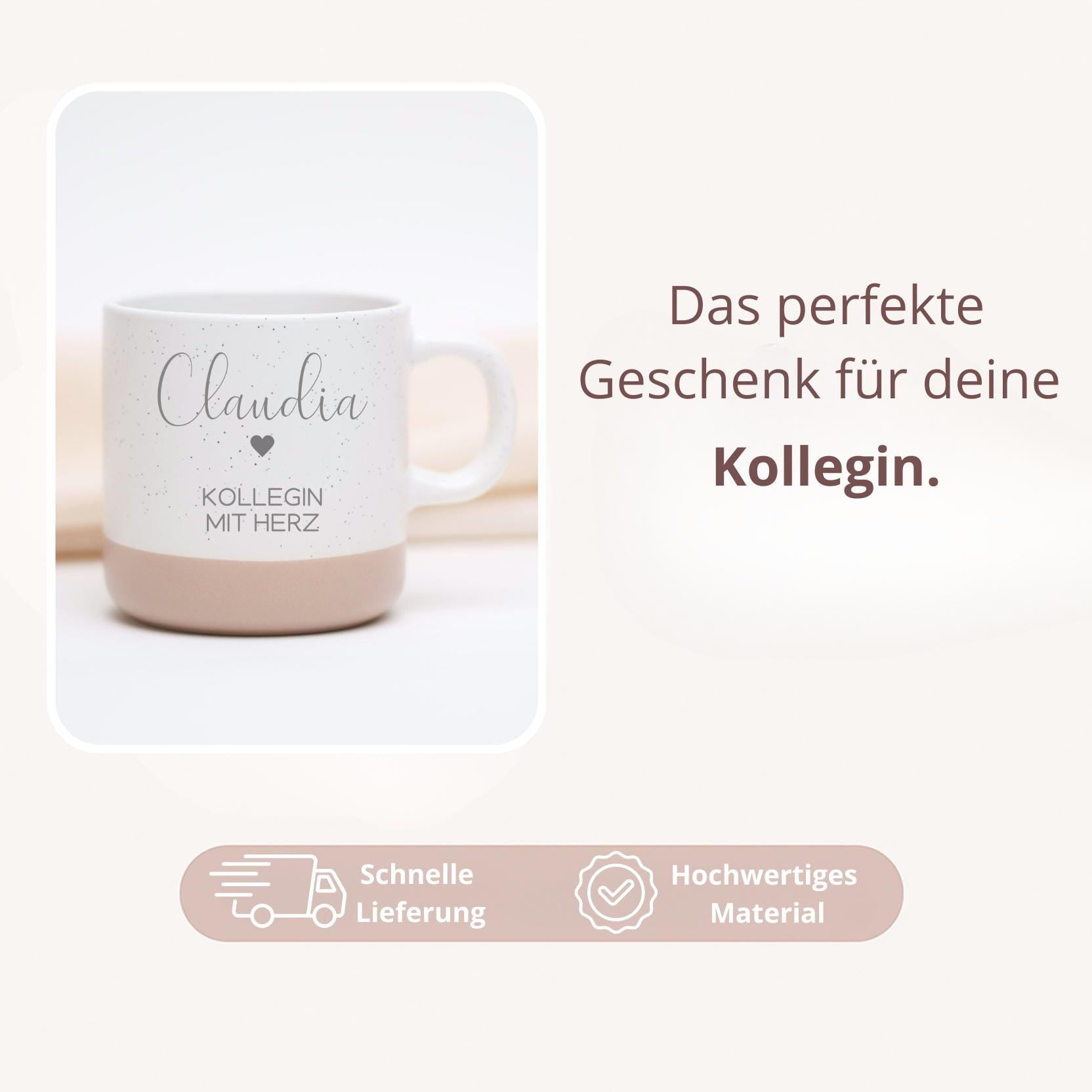 Personalisierte Keramiktasse „Kollegin mit Herz“ mit Name