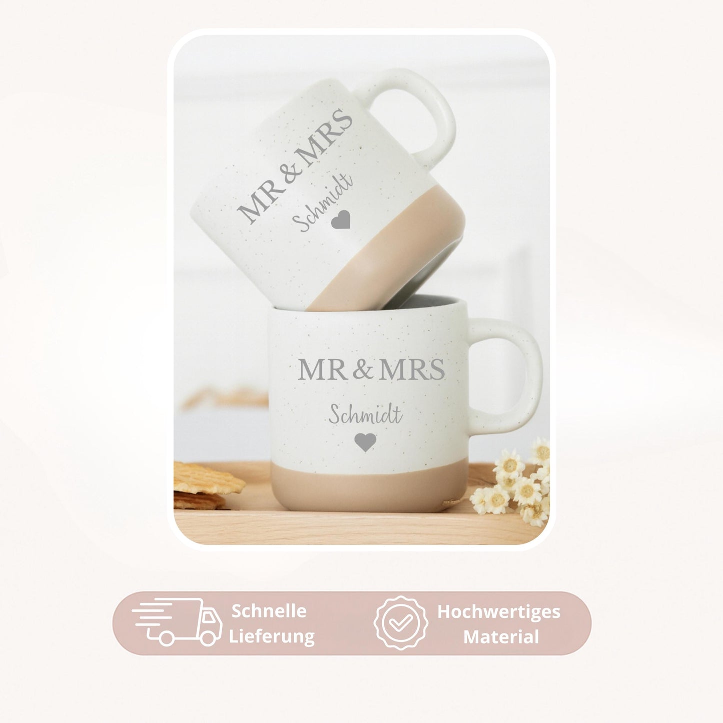 Personalisierte Keramiktasse „Mr & Mrs“ zur Hochzeit