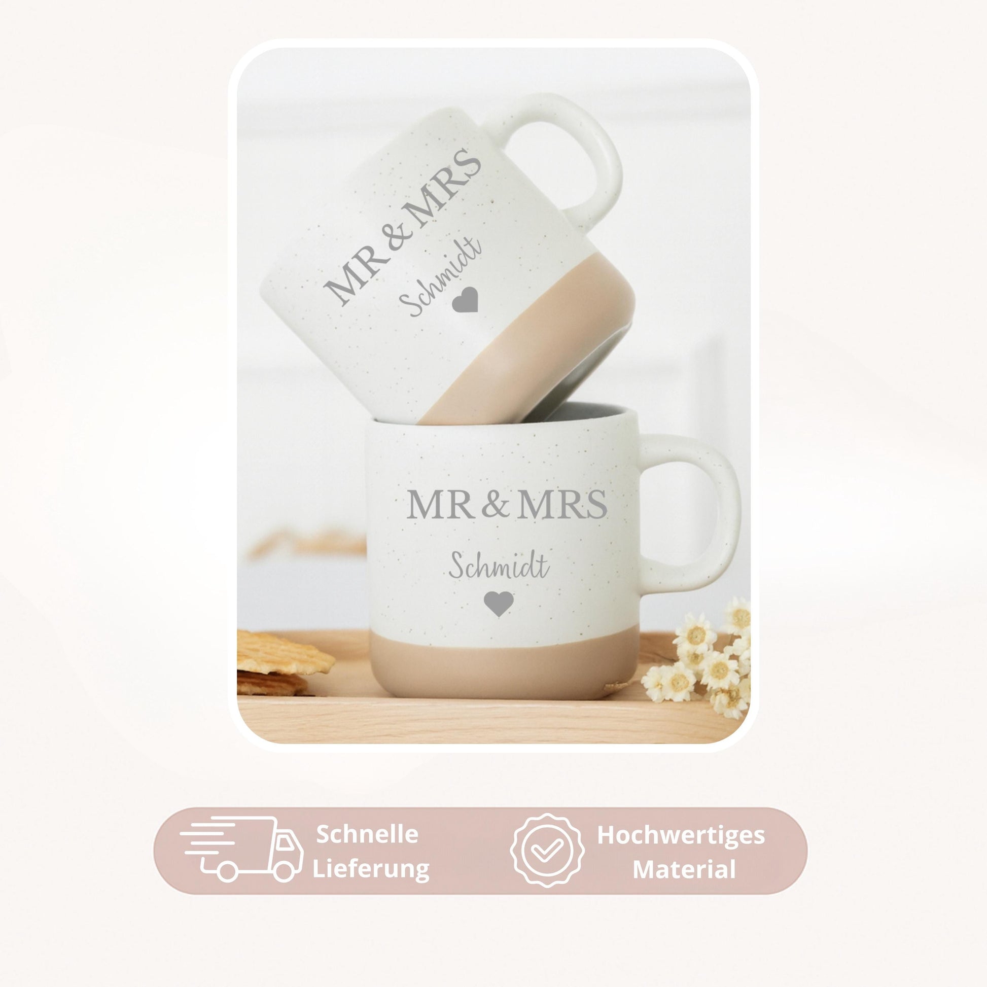 Personalisierte Keramiktasse „Mr & Mrs“ zur Hochzeit
