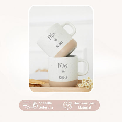Personalisierte Keramiktasse „Mr & Mrs“ zur Hochzeit