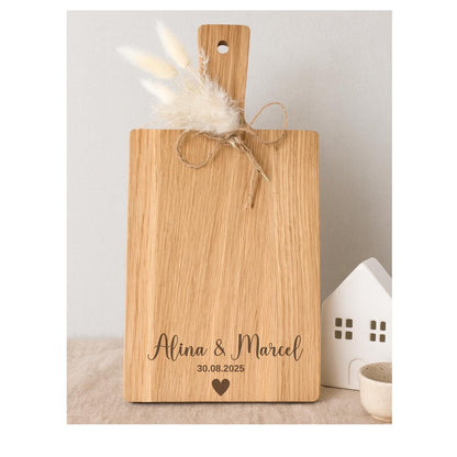 Personalisiertes Hochzeitsgeschenk | Schneidebrett mit Namen und Datum | Brautpaar | Geldgeschenk Idee Geschenk Hochzeit | Verlobung Einzug