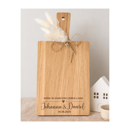 Personalisiertes Hochzeitsgeschenk | Schneidebrett mit Namen und Datum | Brautpaar | Geldgeschenk Idee | Geschenk Hochzeit | Einzug