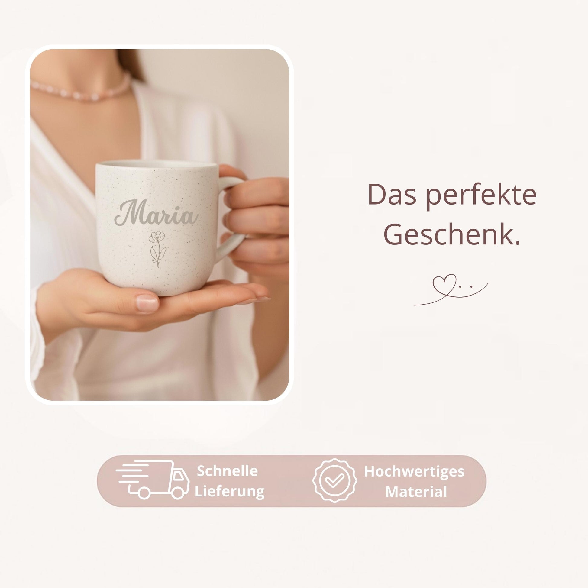 Personalisierte Keramiktasse mit Namen und Motiv