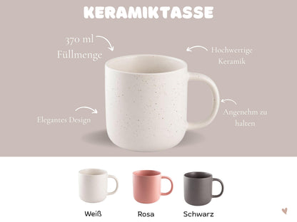 Personalisierte Keramiktasse mit Namen und Motiv