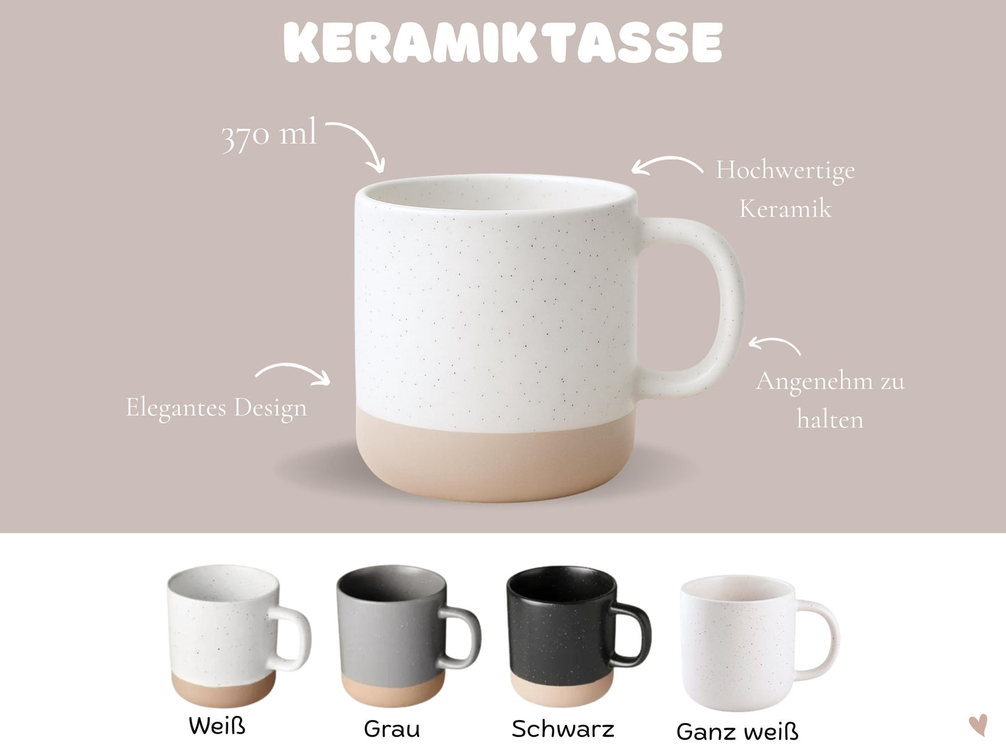 Personalisierte Keramiktasse „Kollegin mit Herz“ mit Name