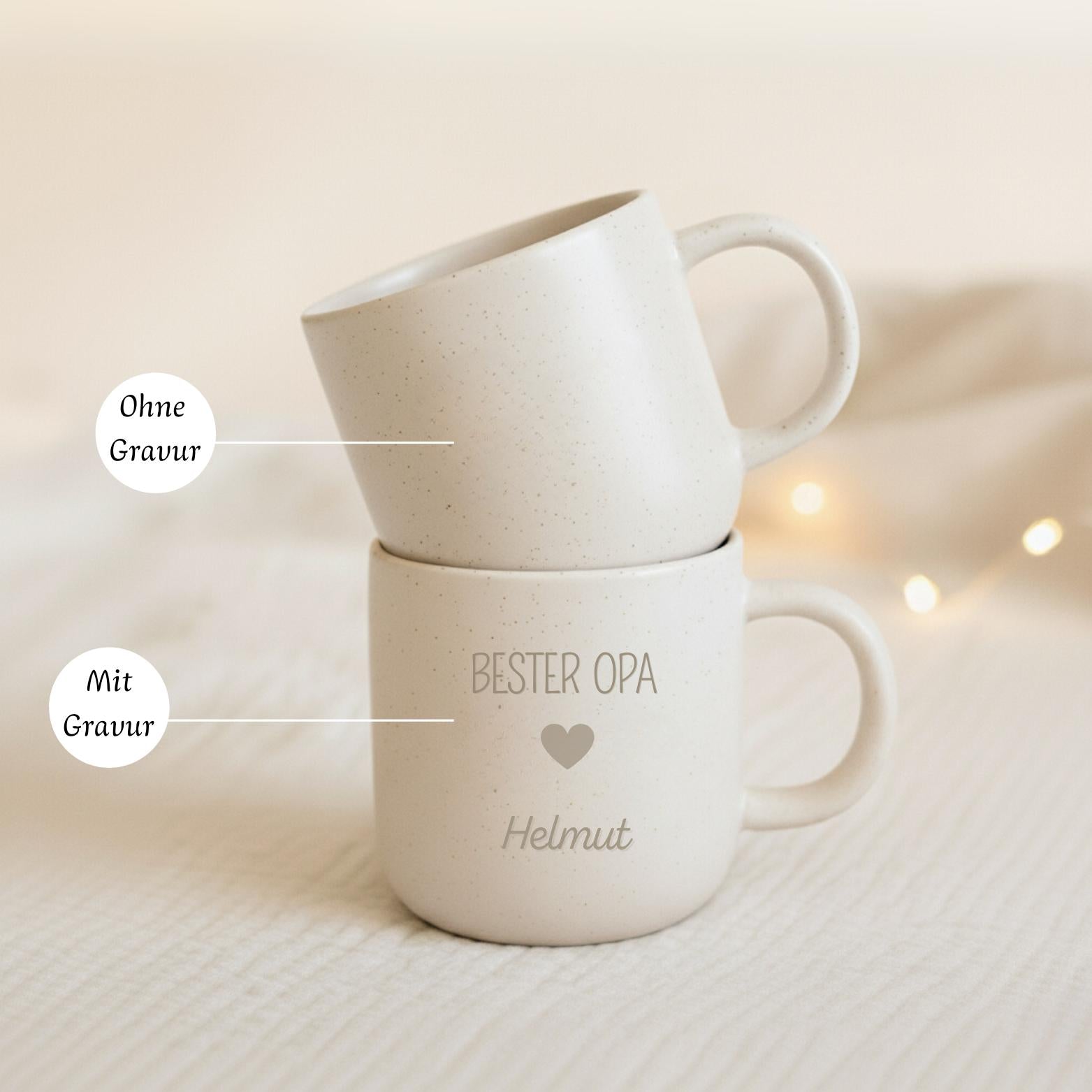 Personalisierte Keramiktasse mit Familiengravur