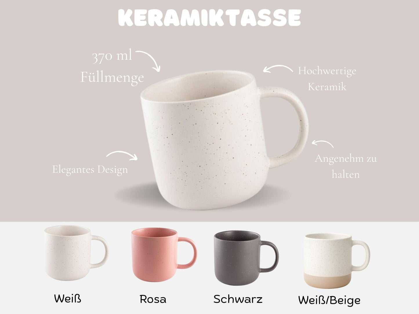 Personalisierte Keramiktasse mit Namen und Motiv