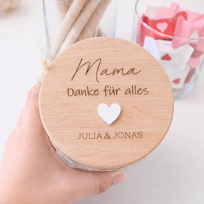Vorratsglas „Mama, danke für alles“ als Geschenk für Mama
