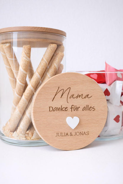 Vorratsglas „Mama, danke für alles“ als Geschenk für Mama