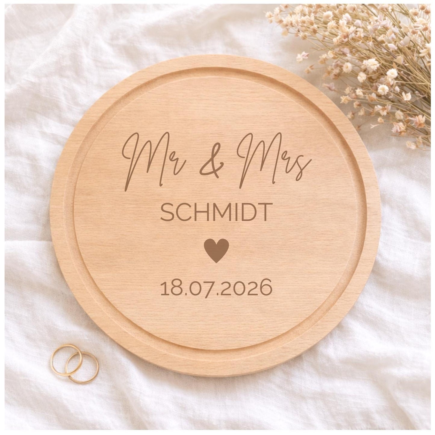Personalisiertes Schneidebrett „Mr & Mrs“ zur Hochzeit