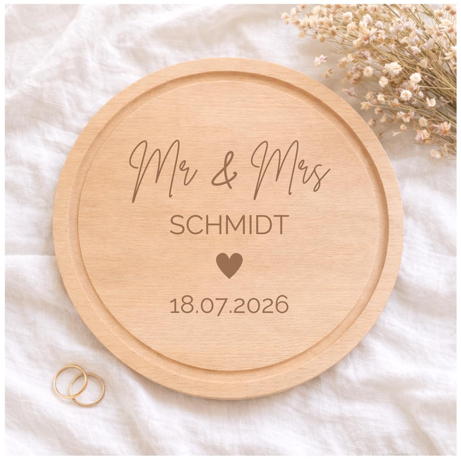 Personalisiertes Schneidebrett „Mr & Mrs“ zur Hochzeit