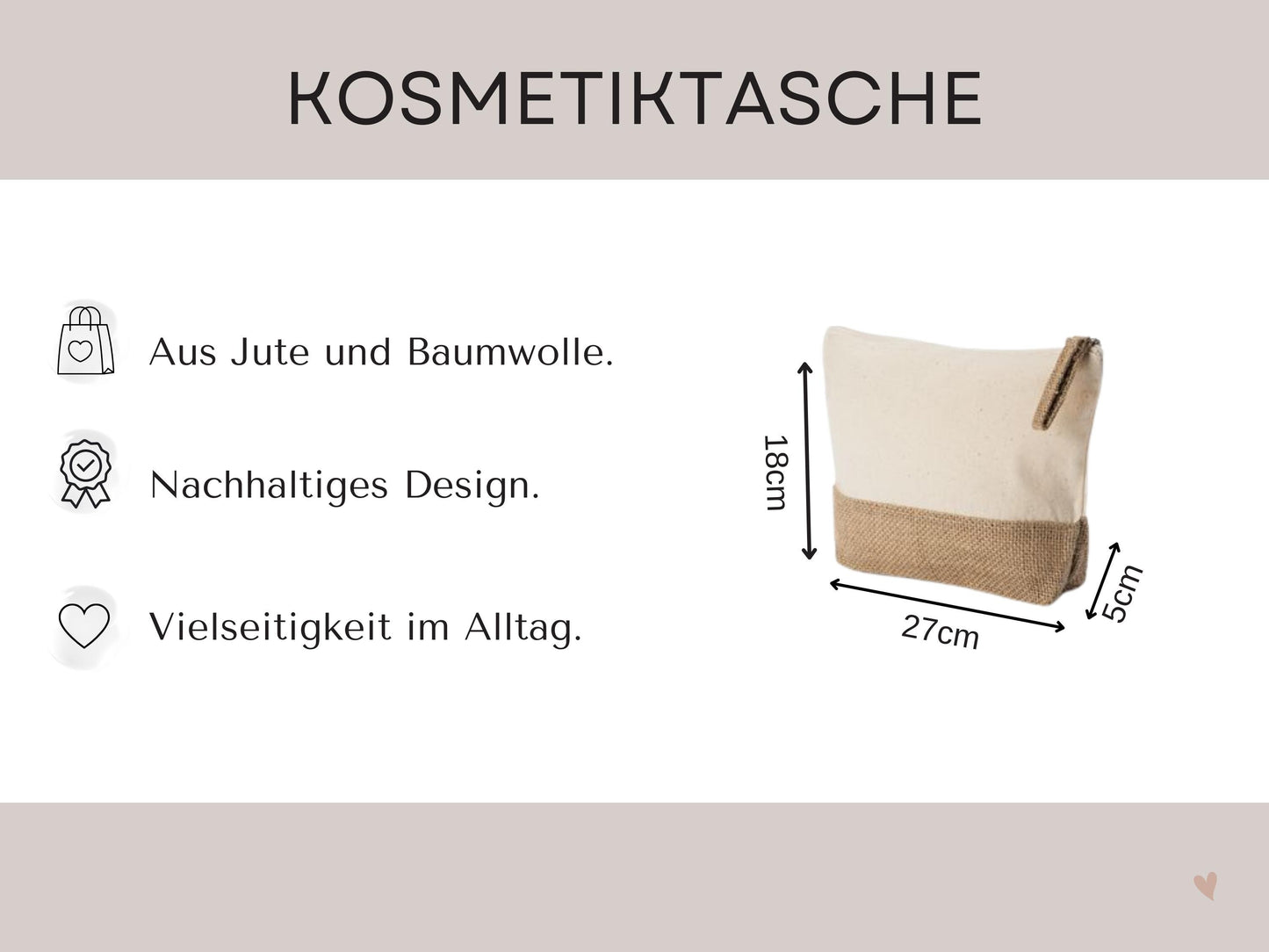 Kosmetiktasche aus Jute mit Namen