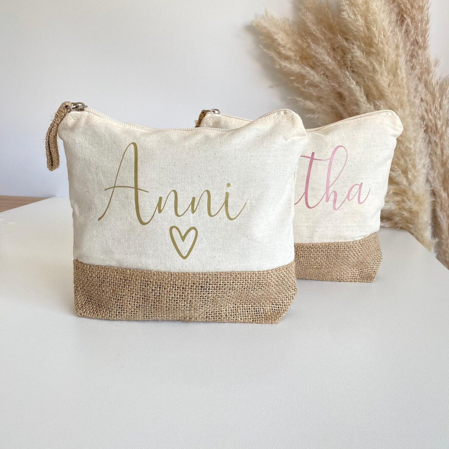 Kosmetiktasche aus Jute mit Namen