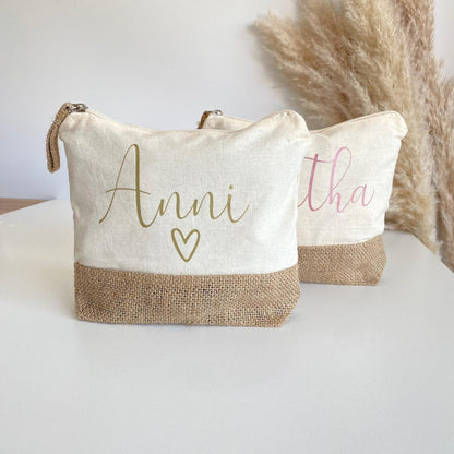 Kosmetiktasche aus Jute mit Namen