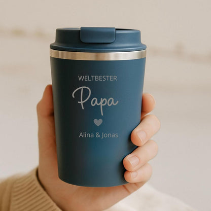 Thermobecher mit Gravur „Weltbester Papa“ oder „Weltbester Opa“