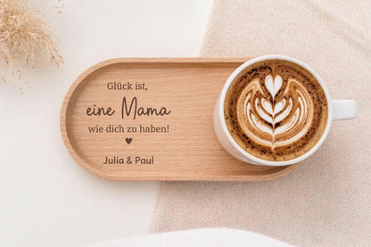 Personalisiertes Holztablett für Mama „Glück ist, eine Mama“