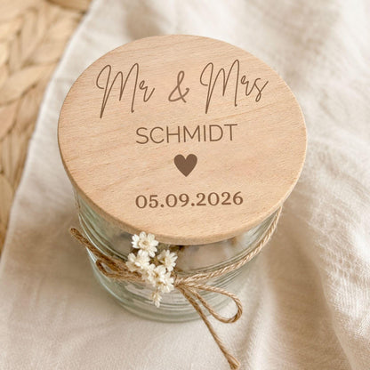 Personalisiertes Vorratsglas „Mr & Mrs“ zur Hochzeit