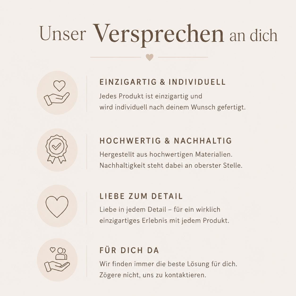 Infografik zu Eigenschaften und Service von Tami Art&Deko